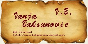 Vanja Bakšunović vizit kartica